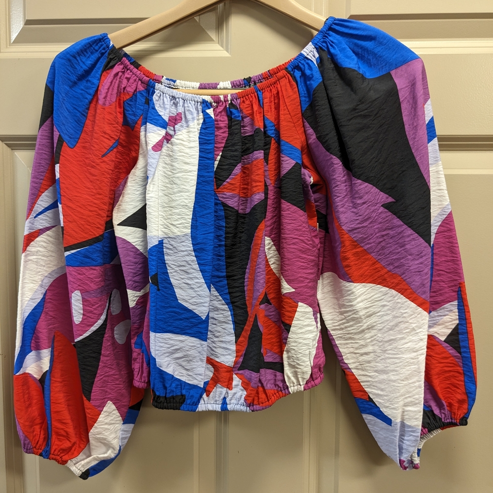 Nine West  Cropped Bracelet Sleeve Off The Shoulder Top- Size XS - Picture 5 of 14